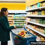 Home 21 인플레이션과 투자자 심리 변화 - **Prompt:** A thoughtful Portuguese woman in her late 30s stands in a modern, well-lit supermarket a...