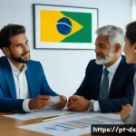 Home 20 인플레이션 대비 자산 보호를 위한 교육 자료 - A detailed, professional office scene showing a Brazilian financial advisor explaining inflation imp...
